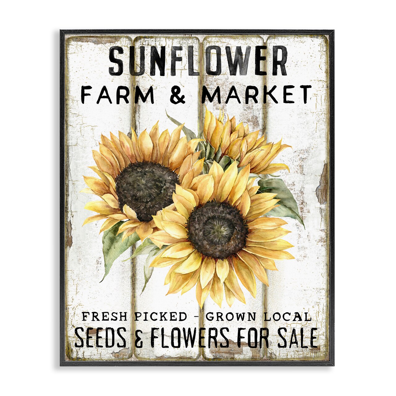 Stupell Industries Sunflower Farm & Market Framed Giclee Wall Art Design by Creatif Belle